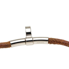 エルメス ドゥーブルケリー チョーカー ブレスレット アクセサリー ブラウン シルバー メタル レザー レディース HERMES 中古