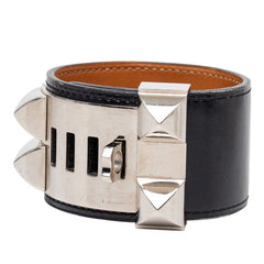 エルメス コリエドシアン ブレスレット サイズS ブラック ボックスカーフ レディース HERMES 【中古】