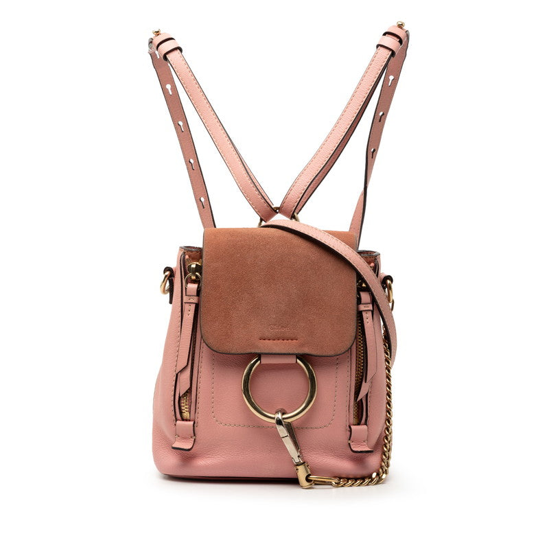クロエ フェイ リュック バックパック ハンドバッグ 2WAY ピンク スウェード レザー レディース Chloe 【中古】