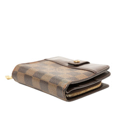 ルイ ヴィトン ダミエ コンパクトジップ 二つ折り財布 N61668 エベヌ ブラウン PVC レザー レディース LOUIS VUITTON 【中古】