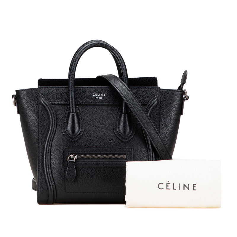 セリーヌ ラゲージ ナノショッパー ハンドバッグ ショルダーバッグ 2WAY ブラック レザー レディース CELINE 【中古】
