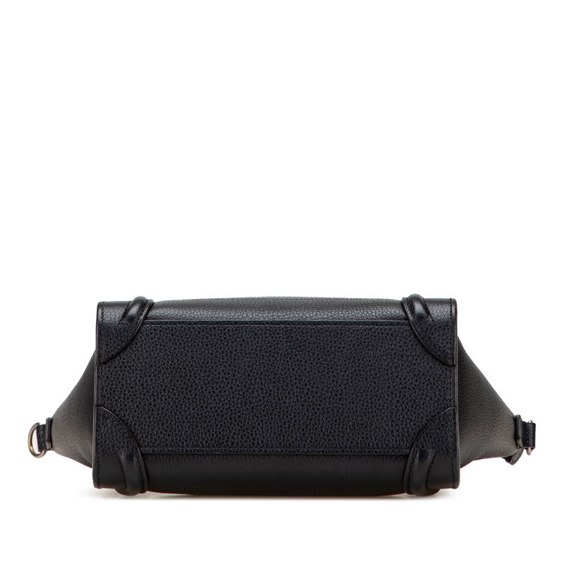 セリーヌ ラゲージ ナノショッパー ハンドバッグ ショルダーバッグ 2WAY ブラック レザー レディース CELINE 【中古】
