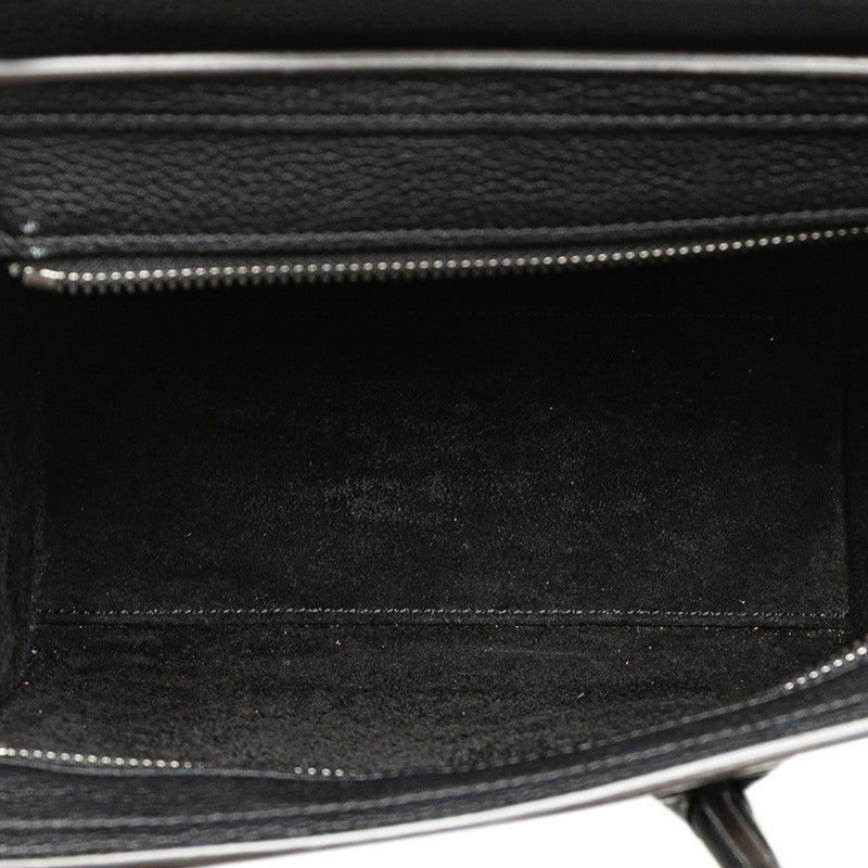 セリーヌ ラゲージ ナノショッパー ハンドバッグ ショルダーバッグ 2WAY ブラック レザー レディース CELINE 【中古】