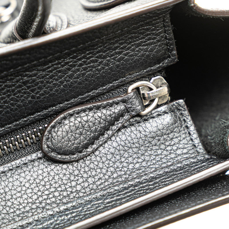 セリーヌ ラゲージ ナノショッパー ハンドバッグ ショルダーバッグ 2WAY ブラック レザー レディース CELINE 【中古】