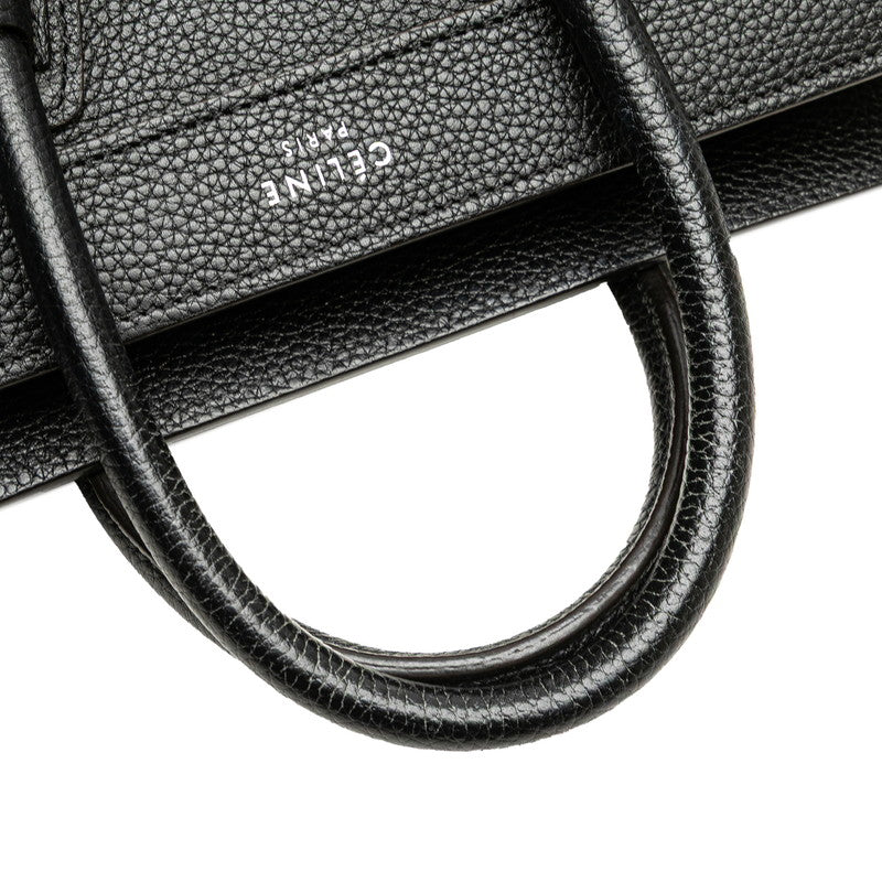 セリーヌ ラゲージ ナノショッパー ハンドバッグ ショルダーバッグ 2WAY ブラック レザー レディース CELINE 【中古】