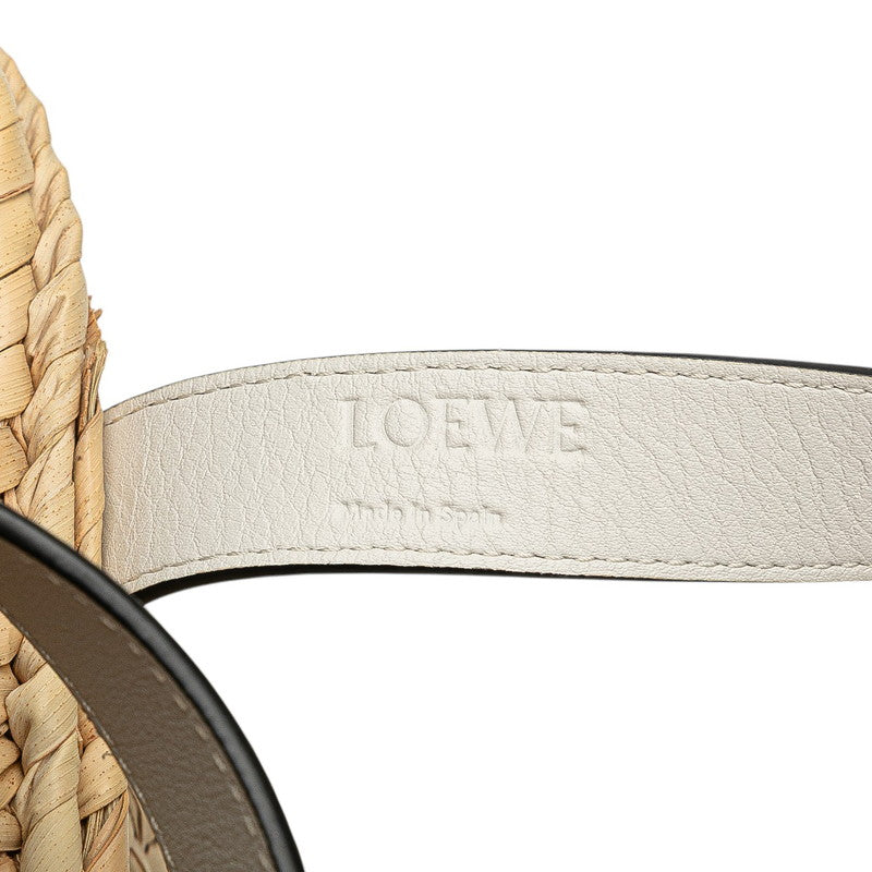 ロエベ バスケットバッグ スモール ハンドバッグ かごバッグ ベージュ ホワイト ラフィア レザー レディース LOEWE 【中古】