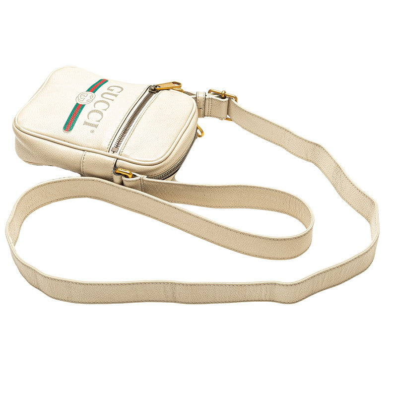 グッチ シェリーライン ロゴ ショルダーバッグ 574803 アイボリー マルチカラー レザー レディース GUCCI 【中古】