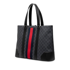 グッチ GGスプリーム トートバッグ 495560 ブラック レッド PVC レザー レディース GUCCI 【中古】