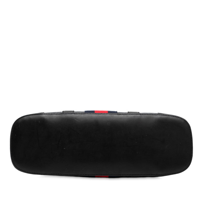 グッチ GGスプリーム トートバッグ 495560 ブラック レッド PVC レザー レディース GUCCI 【中古】