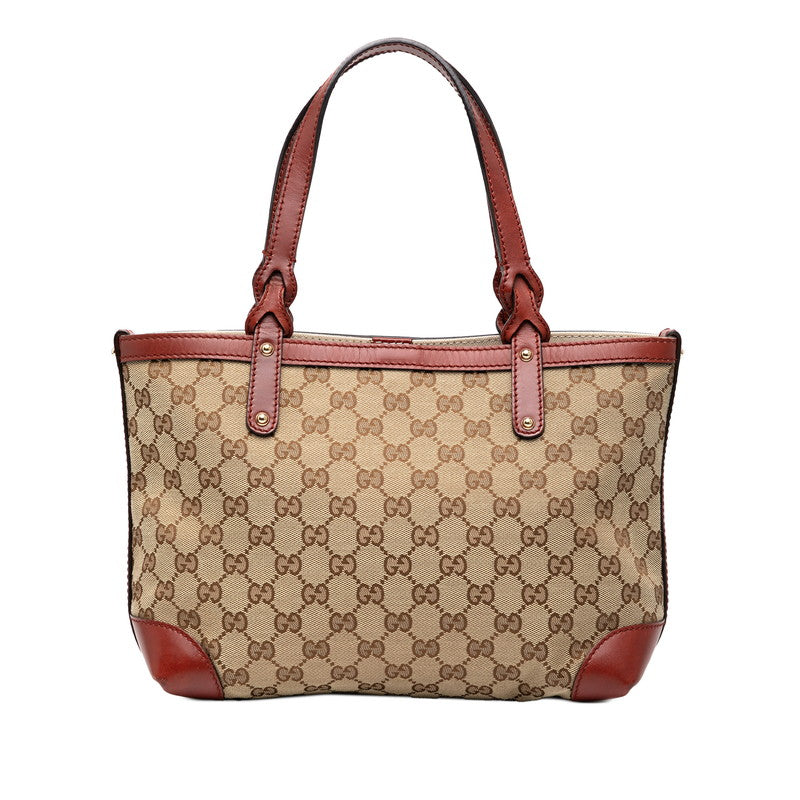 グッチ GGキャンバス クラフト ハンドバッグ トートバッグ 269878 ベージュ レッド キャンバス レザー レディース GUCCI 【中古】