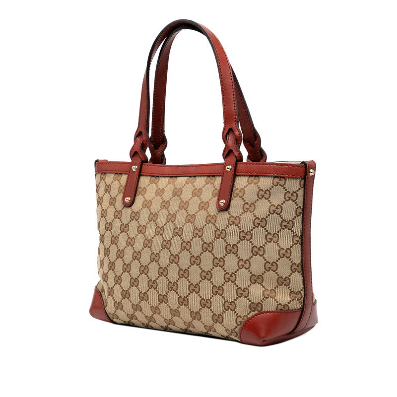 グッチ GGキャンバス クラフト ハンドバッグ トートバッグ 269878 ベージュ レッド キャンバス レザー レディース GUCCI 【中古】