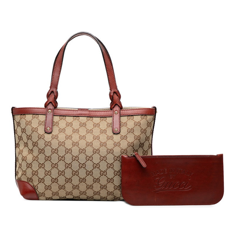 グッチ GGキャンバス クラフト ハンドバッグ トートバッグ 269878 ベージュ レッド キャンバス レザー レディース GUCCI 【中古】