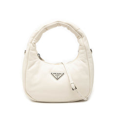 プラダ 三角ロゴプレート ハンドバッグ ショルダーバッグ 2WAY 1BA384 ホワイト パデッドナッパレザー レディース PRADA 【中古】
