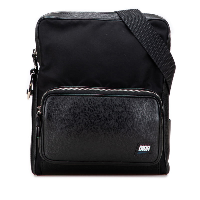 ディオール ロゴ ショルダーバッグ ブラック ナイロン レザー レディース Dior 【中古】