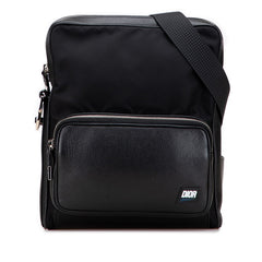 ディオール ロゴ ショルダーバッグ ブラック ナイロン レザー レディース Dior 【中古】