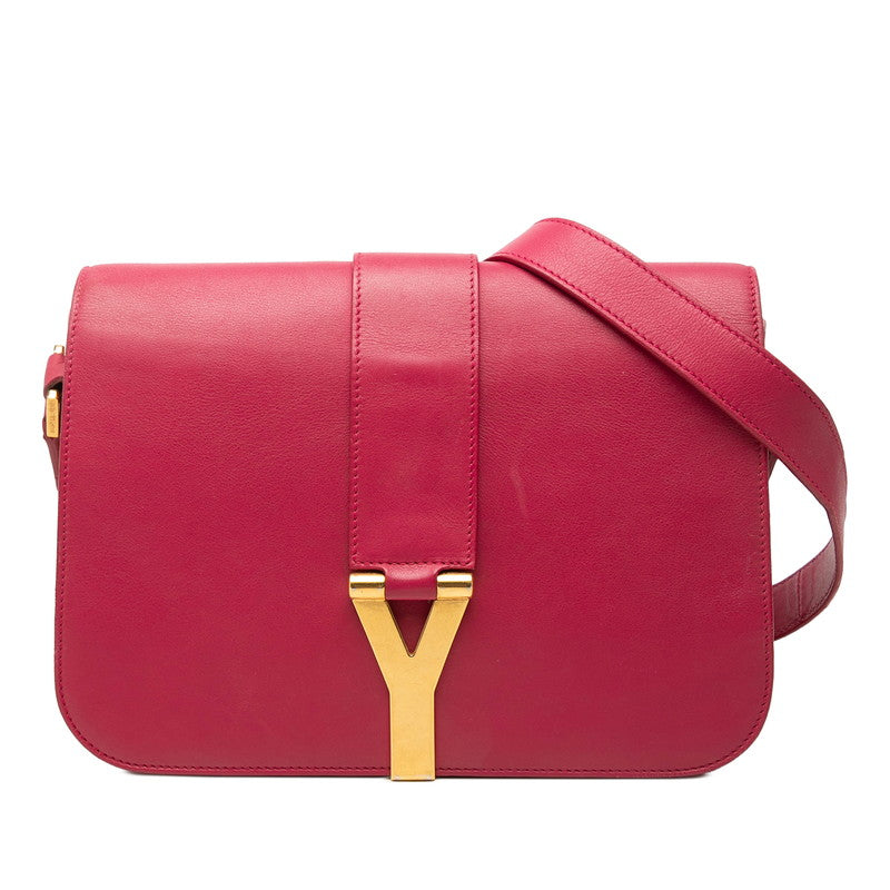 サンローラン Yライン 斜め掛け ショルダーバッグ ピンク ゴールド レザー レディース SAINT LAURENT 【中古】