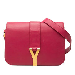 サンローラン Yライン 斜め掛け ショルダーバッグ ピンク ゴールド レザー レディース SAINT LAURENT 【中古】