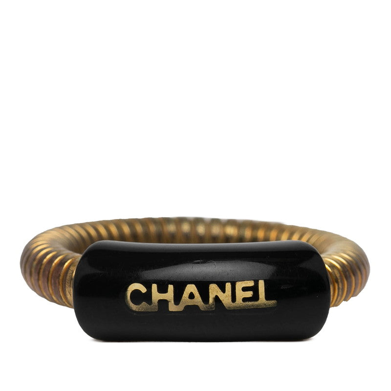 シャネル ロゴ リング 指輪 ゴールド ブラック メッキ レディース CHANEL 【中古】