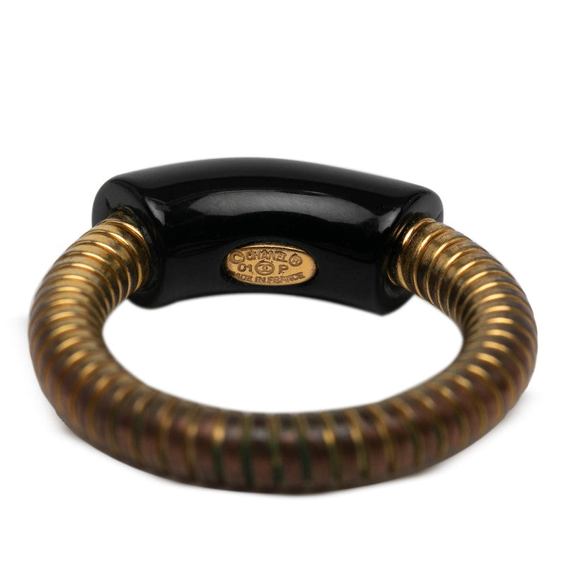 シャネル ロゴ リング 指輪 ゴールド ブラック メッキ レディース CHANEL 【中古】