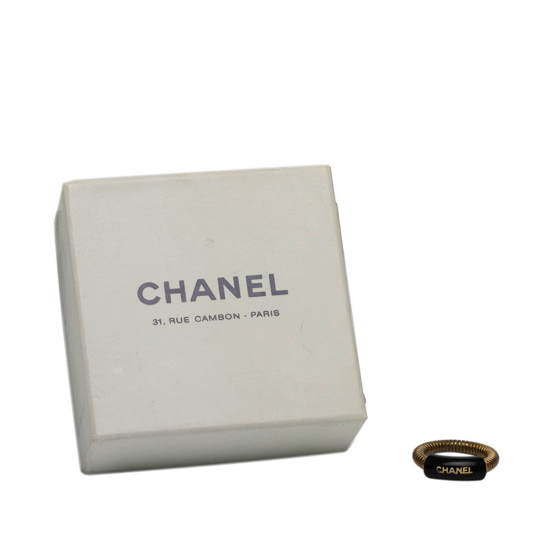 シャネル ロゴ リング 指輪 ゴールド ブラック メッキ レディース CHANEL 【中古】