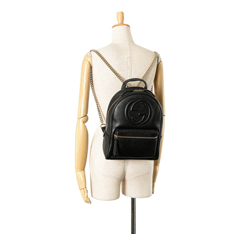 グッチ ソーホー インターロッキングG リュック バックパック 536192 ブラック レザー レディース GUCCI 【中古】