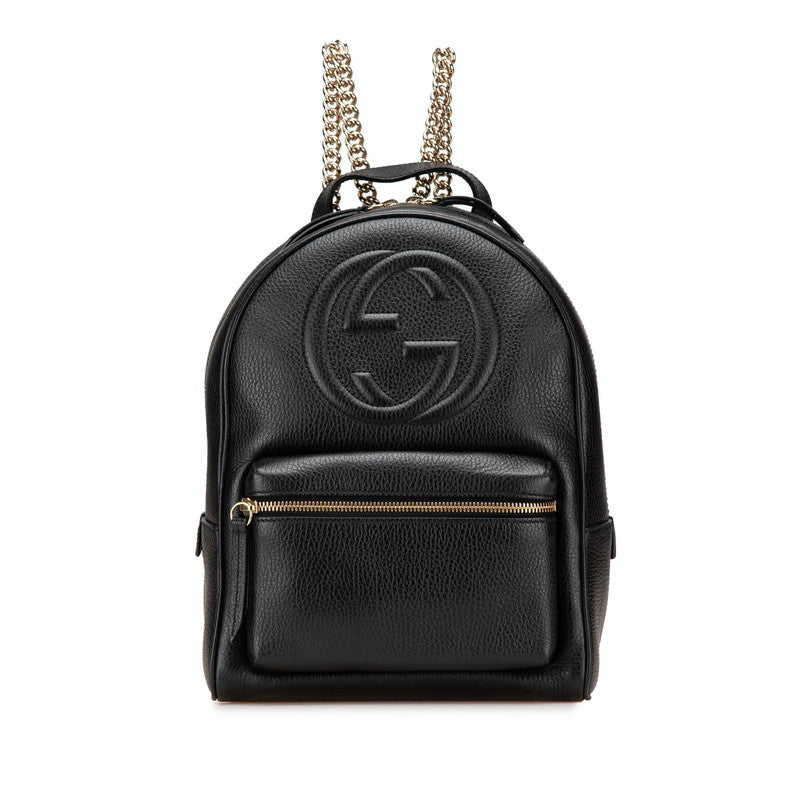 グッチ ソーホー インターロッキングG リュック バックパック 536192 ブラック レザー レディース GUCCI 【中古】