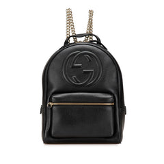 グッチ ソーホー インターロッキングG リュック バックパック 536192 ブラック レザー レディース GUCCI 【中古】