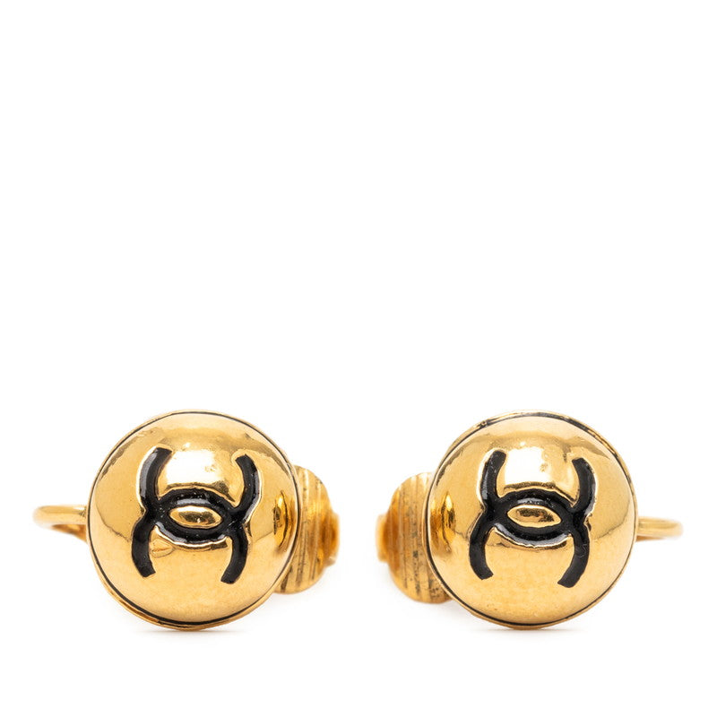 シャネル ココマーク イヤリング ゴールド ブラック メッキ レディース CHANEL 【中古】