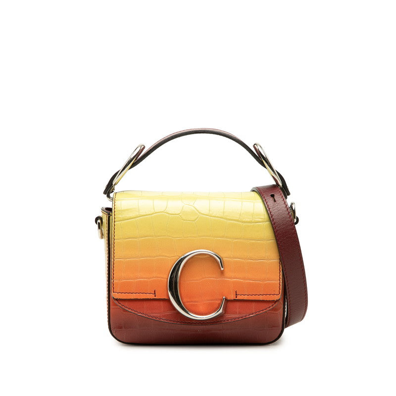 クロエ クロエC クロコ型押し ハンドバッグ ショルダーバッグ 2WAY グラデーション マルチカラー レザー レディース Chloe 中古