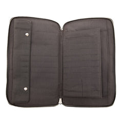 エルメス フールトゥ マルチ パースGM ラウンドファスナー 長財布 グレー ブラック キャンバス レディース HERMES 【中古】