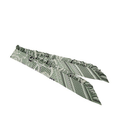エルメス ツイリー フリル EPERON D'OR BANDANA エプロンドールバンダナ スカーフ グリーン ホワイト ブラック シルク レディース HERMES 【中古】