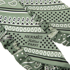 エルメス ツイリー フリル EPERON D'OR BANDANA エプロンドールバンダナ スカーフ グリーン ホワイト ブラック シルク レディース HERMES 【中古】