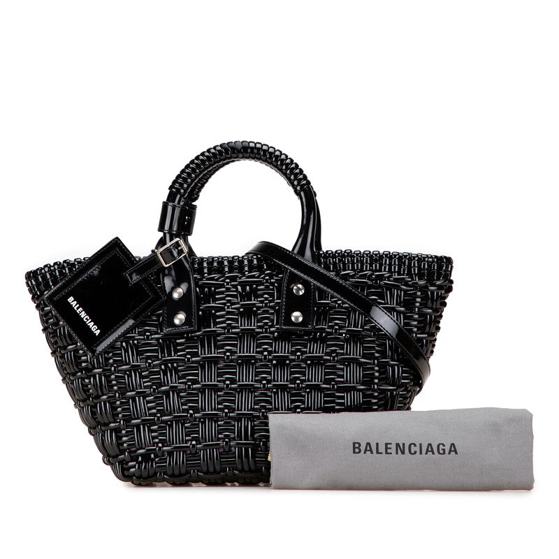 バレンシアガ ビストロXS ショルダーバッグ バスケットバッグ 2WAY 671342 ブラック パテントレザー レディース BALENCIAGA 【中古】