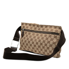 グッチ GGキャンバス ウエストバッグ ボディバッグ 28566 ベージュ ブラウン キャンバス レザー レディース GUCCI 【中古】