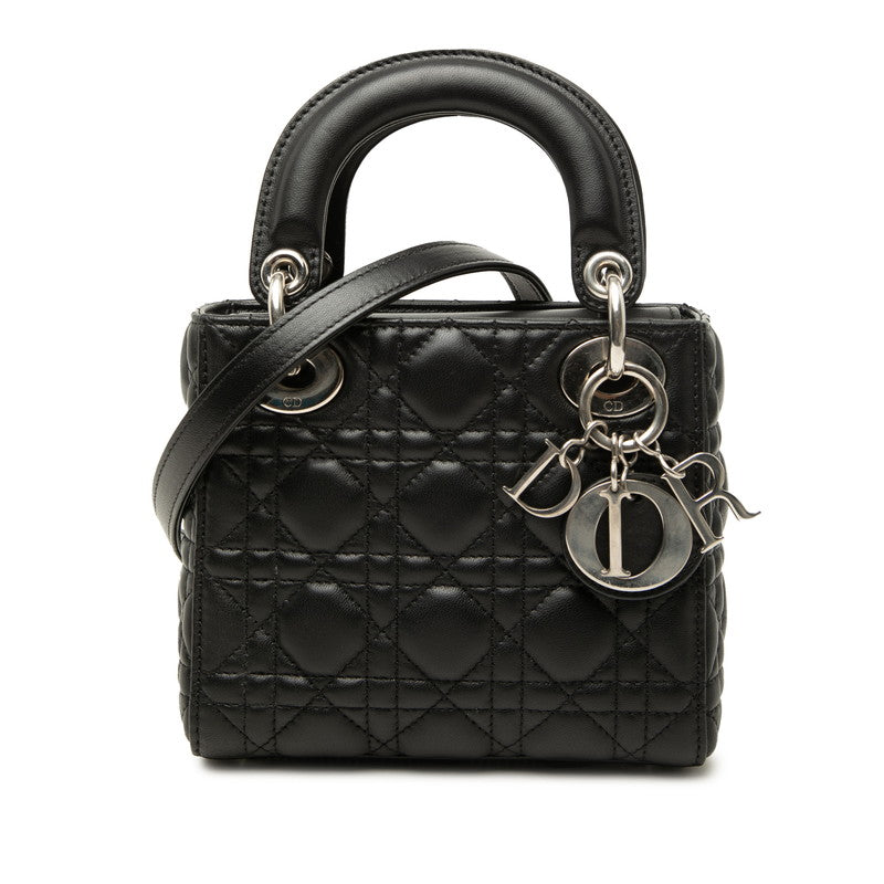 ディオール カナージュ レディディオール ミニ ハンドバッグ ショルダーバッグ 2WAY ブラック ラムスキン レディース Dior 【中古】