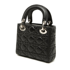 ディオール カナージュ レディディオール ミニ ハンドバッグ ショルダーバッグ 2WAY ブラック ラムスキン レディース Dior 【中古】