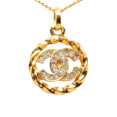 シャネル ヴィンテージ ココマーク ネックレス ゴールド メッキ ラインストーン レディース CHANEL 【中古】