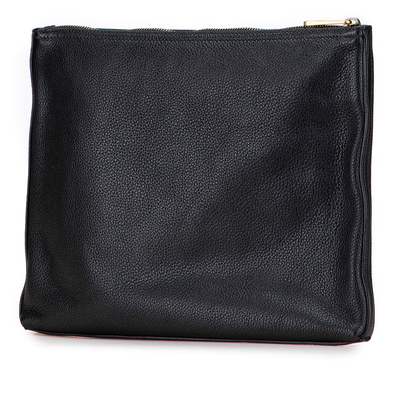 グッチ ロゴプリント ポートフォリオ クラッチバッグ ポーチ 500981 ブラック レザー レディース GUCCI 【中古】