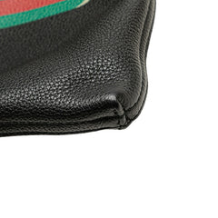 グッチ ロゴプリント ポートフォリオ クラッチバッグ ポーチ 500981 ブラック レザー レディース GUCCI 【中古】