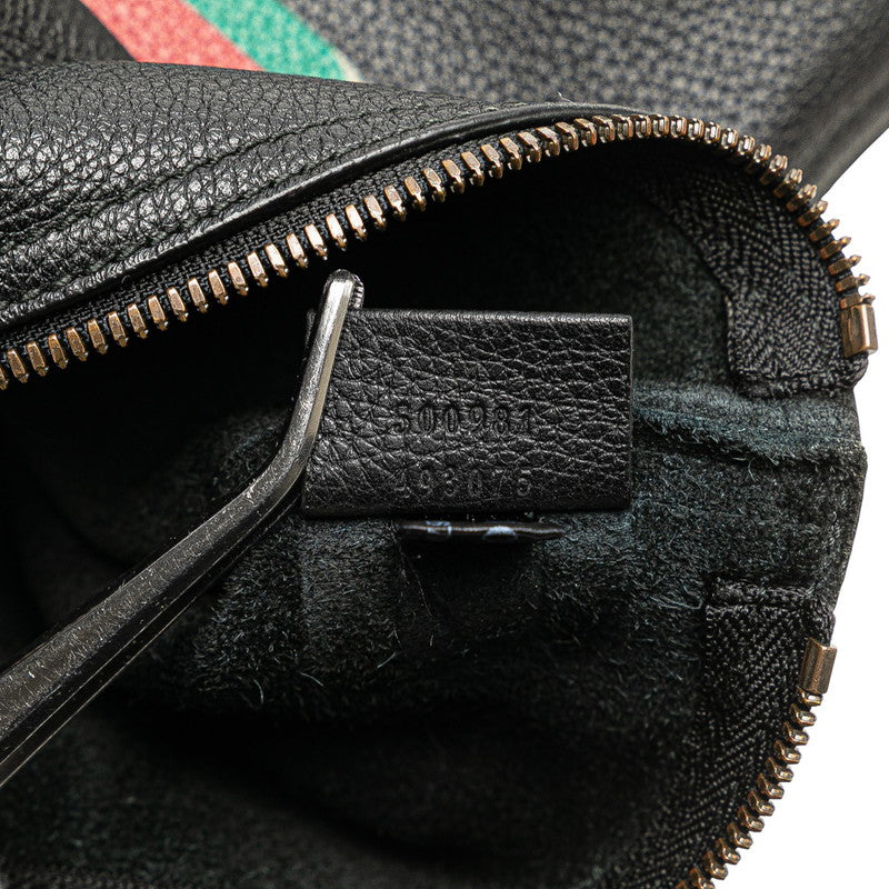 グッチ ロゴプリント ポートフォリオ クラッチバッグ ポーチ 500981 ブラック レザー レディース GUCCI 【中古】