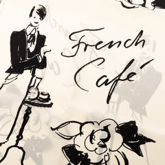シャネル French Cafe スカーフ ホワイト ブラック シルク レディース CHANEL 【中古】