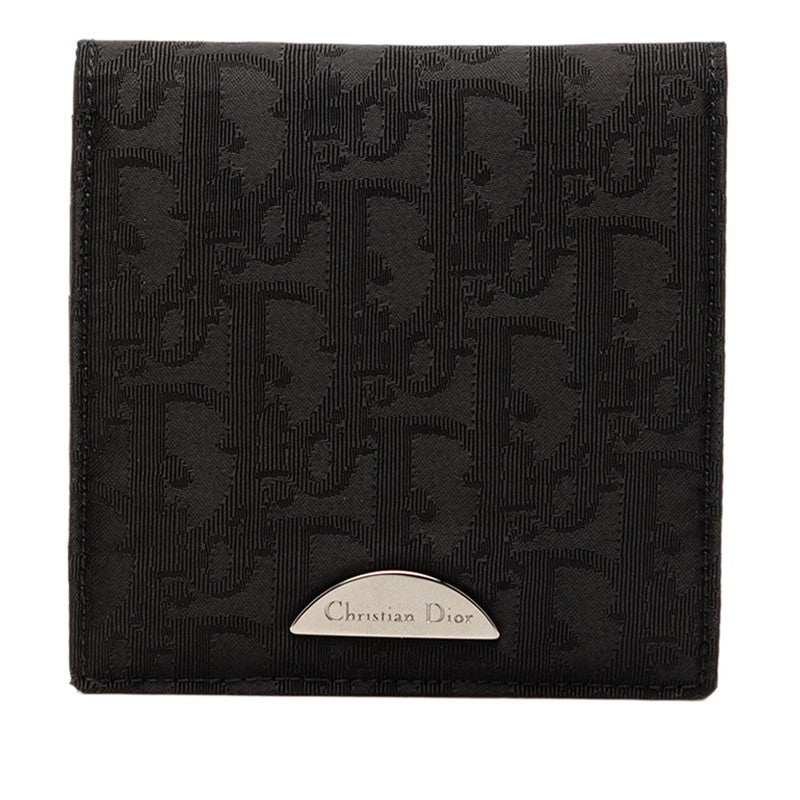 ディオール オブリーク ジャカード 二つ折り財布 ブラック ナイロン レザー レディース Dior 【中古】