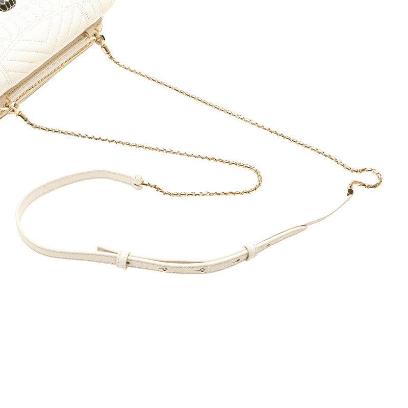ブルガリ セルペンティ ショルダーバッグ ボディバッグ 2WAY ホワイト アイボリー レザー レディース BVLGARI 【中古】