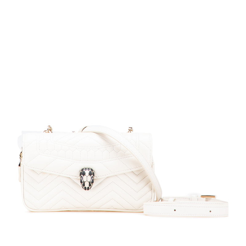 ブルガリ セルペンティ ショルダーバッグ ボディバッグ 2WAY ホワイト アイボリー レザー レディース BVLGARI 【中古】