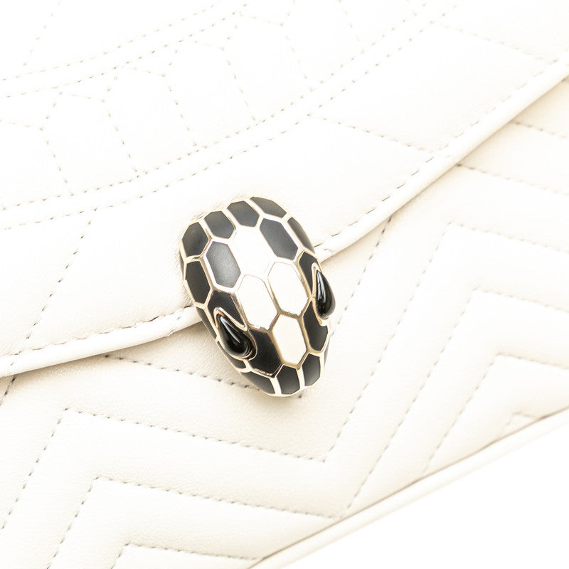 ブルガリ セルペンティ ショルダーバッグ ボディバッグ 2WAY ホワイト アイボリー レザー レディース BVLGARI 【中古】