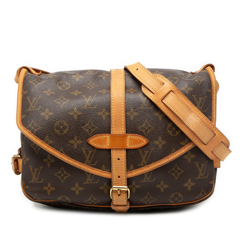 ルイ ヴィトン モノグラム ソミュール30 斜め掛け ショルダーバッグ M42256 ブラウン PVC レザー レディース LOUIS VUITTON 【中古】