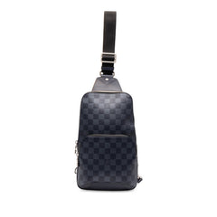 ルイ ヴィトン ダミエ アンフィニ アヴェニュー スリングバッグ ボディバッグ N40303 ネイビー PVC レザー メンズ LOUIS VUITTON 中古
