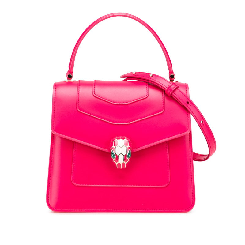ブルガリ セルペンティ フォーエバー ハンドバッグ ショルダーバッグ 2WAY ピンク レザー レディース BVLGARI 【中古】