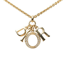 ディオール ロゴ ネックレス ゴールド メッキ ラインストーン レディース Dior 中古
