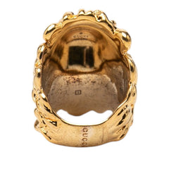 グッチ タイガーヘッド リング 指輪 #13 ゴールド メッキ ラインストーン レディース GUCCI 【中古】